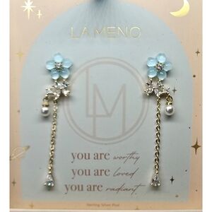 LA MENO Lucky Flower Drop Earrings – 18K Gold Plated with Sterling Silver Posts